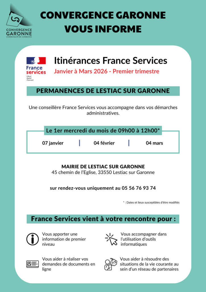 Itinérances France Service Lestiac - janvier à mars