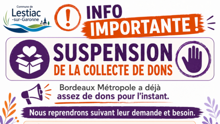 Lire la suite à propos de l’article Suspension de la Collecte de Dons